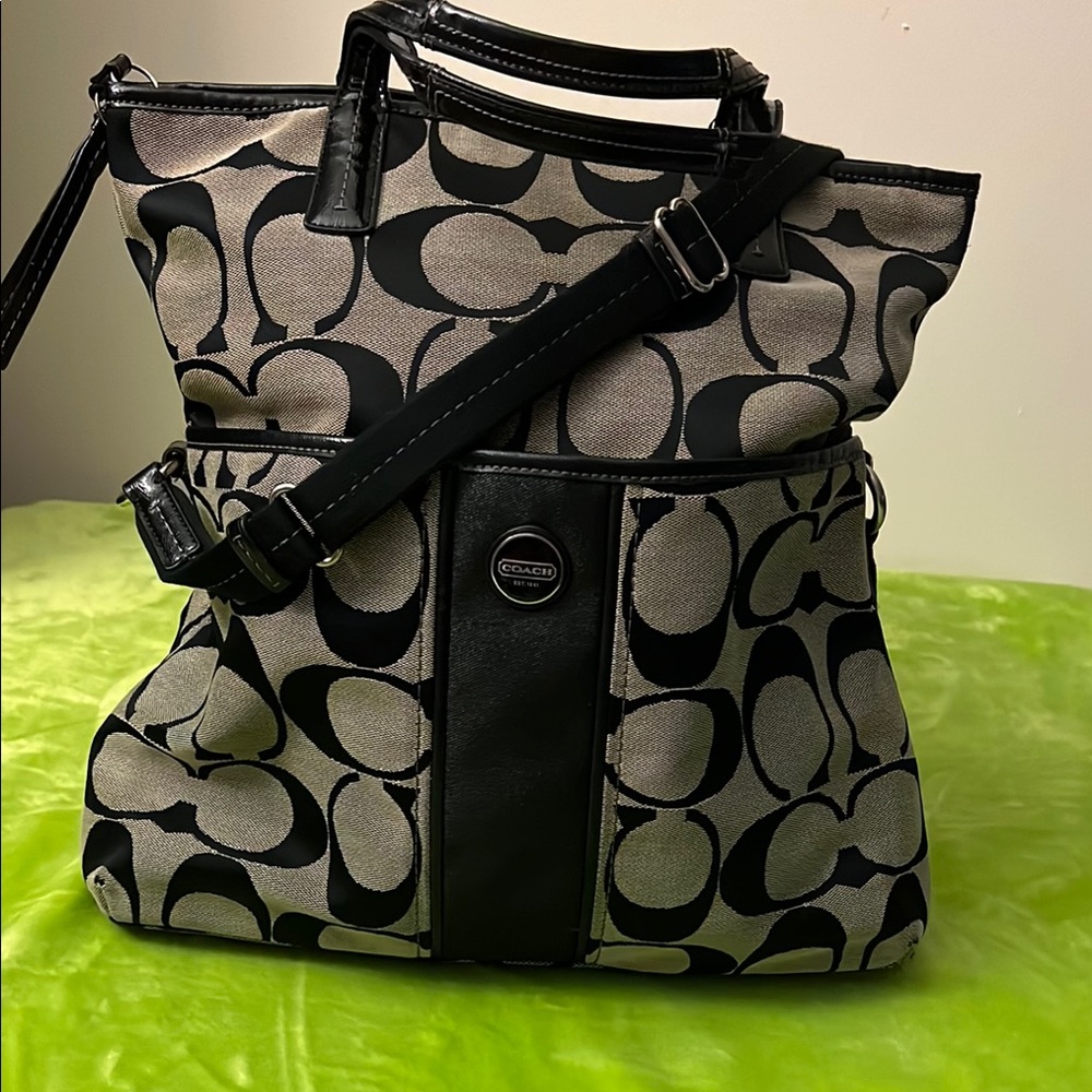 Coach black and khaki gray backpack/ shoulder bag